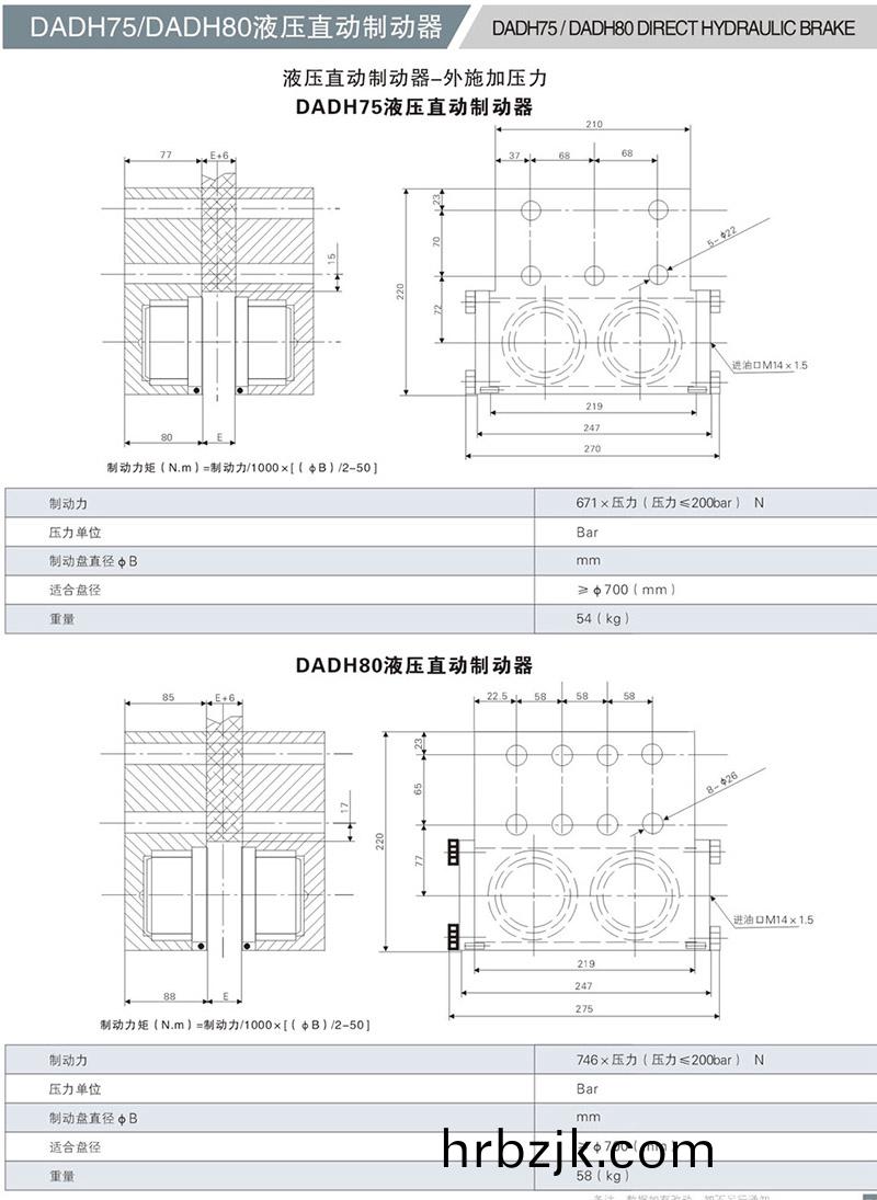DADH75液壓直動製動器